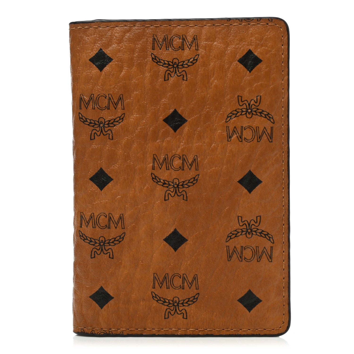 MCM Visetos Mini Two Fold Card Wallet Cognac 1 of 8