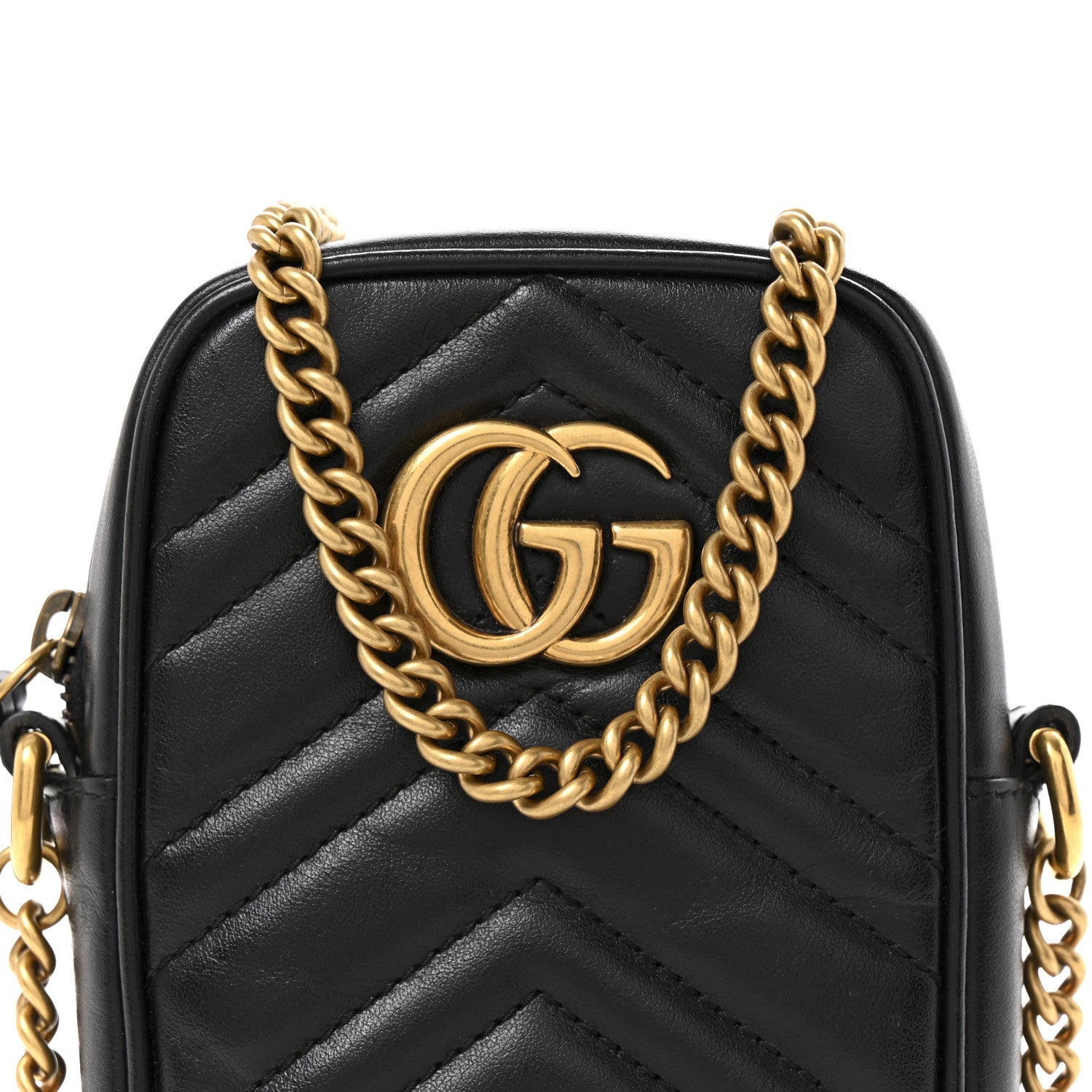 Gucci Calfskin Matelasse Mini GG Marmont Crossbody Bag Black 8 of 12