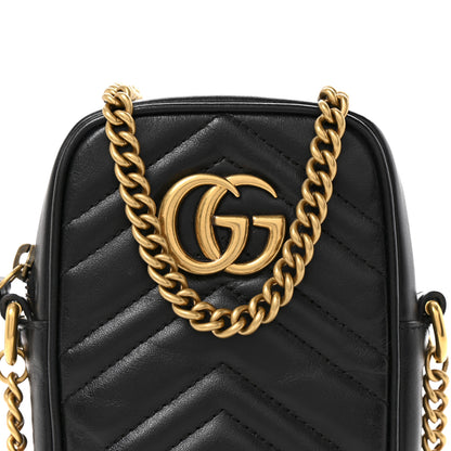 Gucci Calfskin Matelasse Mini GG Marmont Crossbody Bag Black 8 of 12