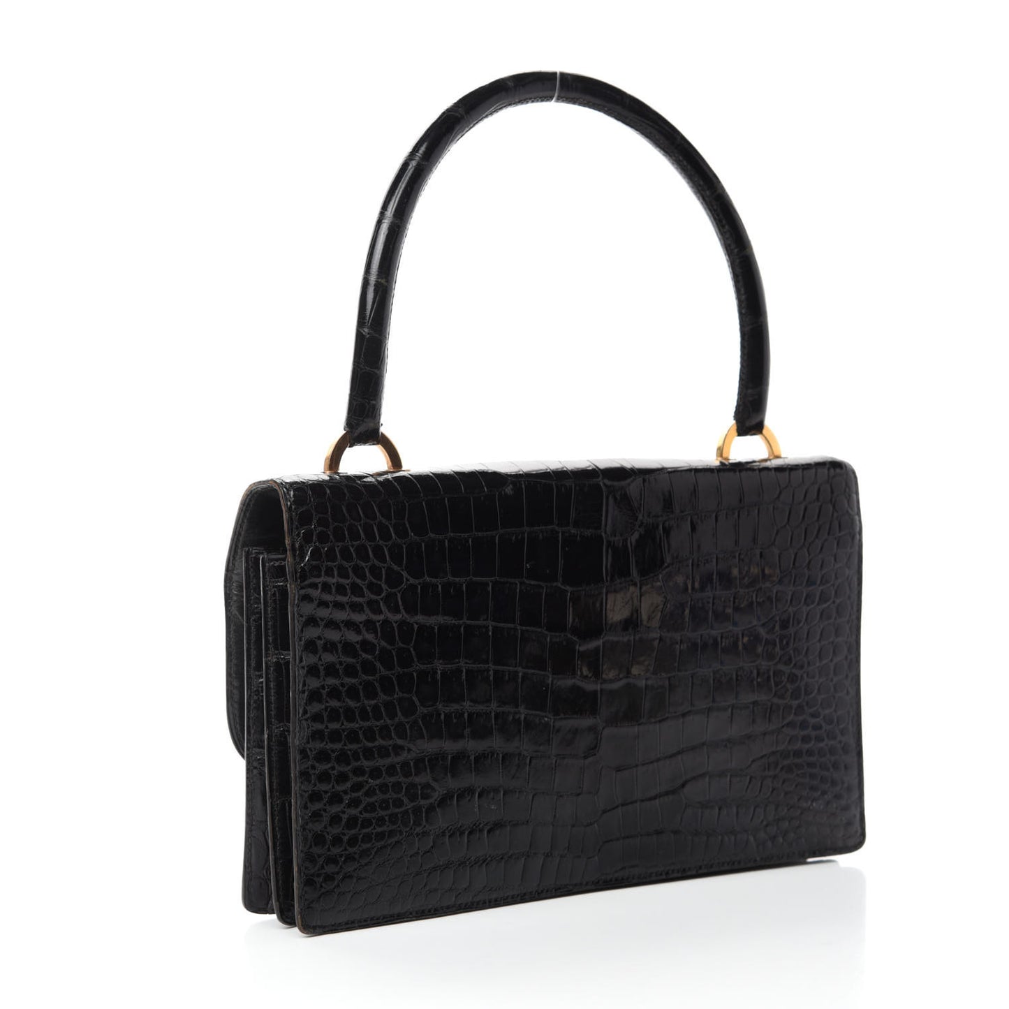 Shiny Porosus Crocodile Sac Boutonniere Black
