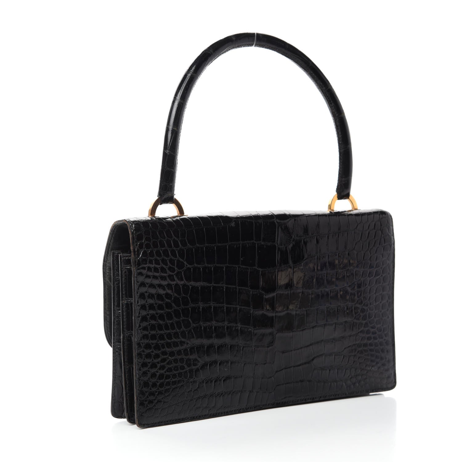Hermes Shiny Porosus Crocodile Sac Boutonniere Black 3 of 17