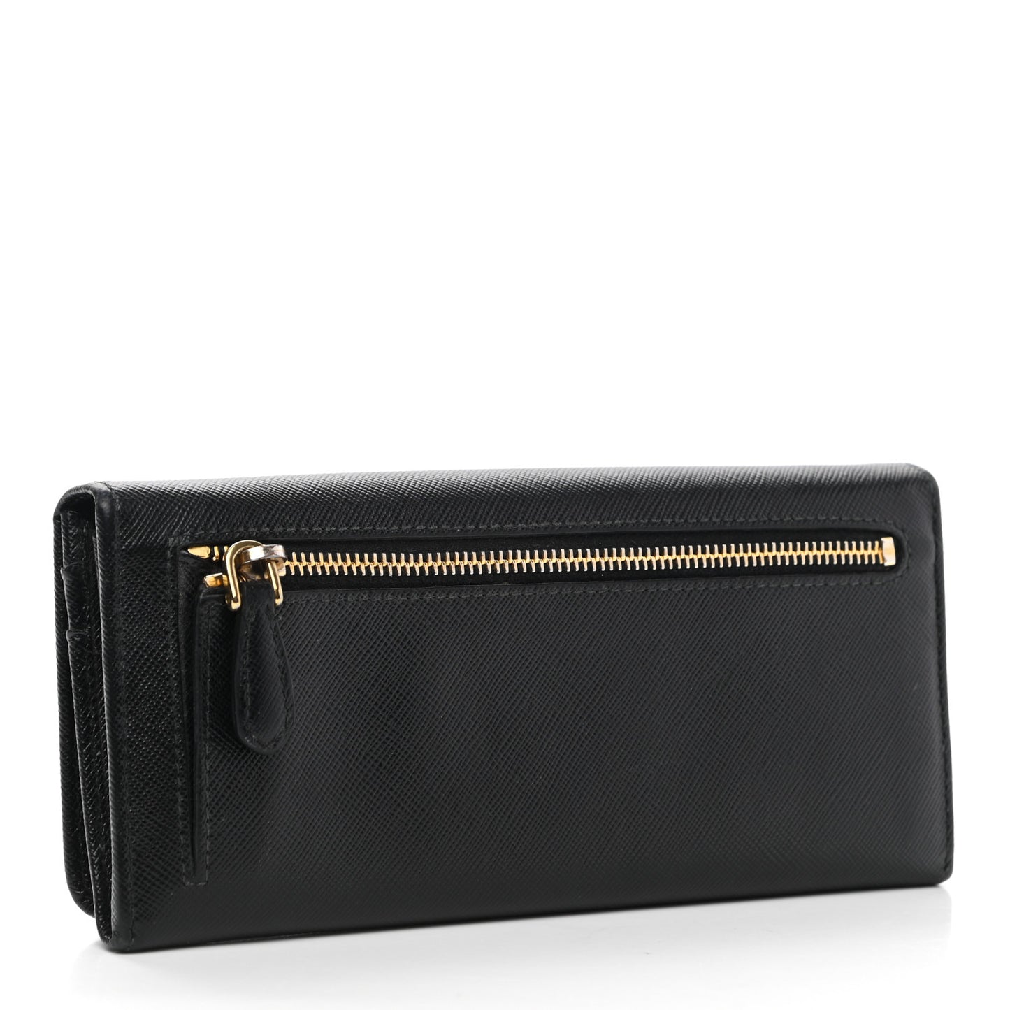 Saffiano Metal Continental Flap Wallet Black