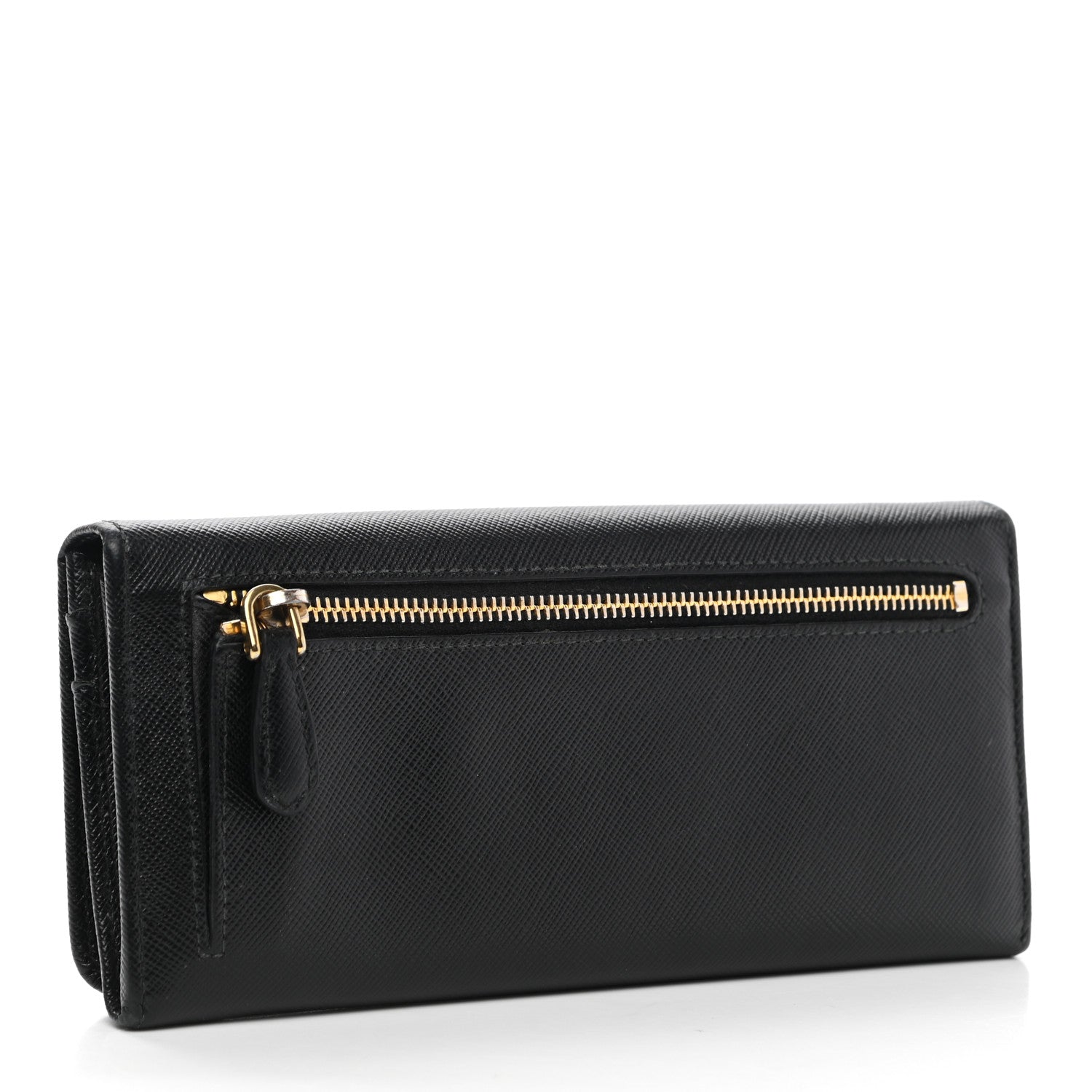 Prada Saffiano Metal Continental Flap Wallet Black 3 of 6