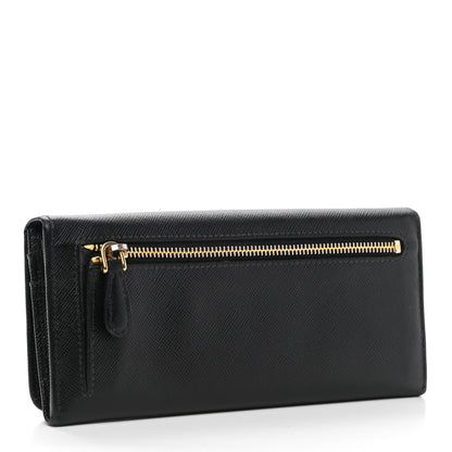 Prada Saffiano Metal Continental Flap Wallet Black 3 of 6