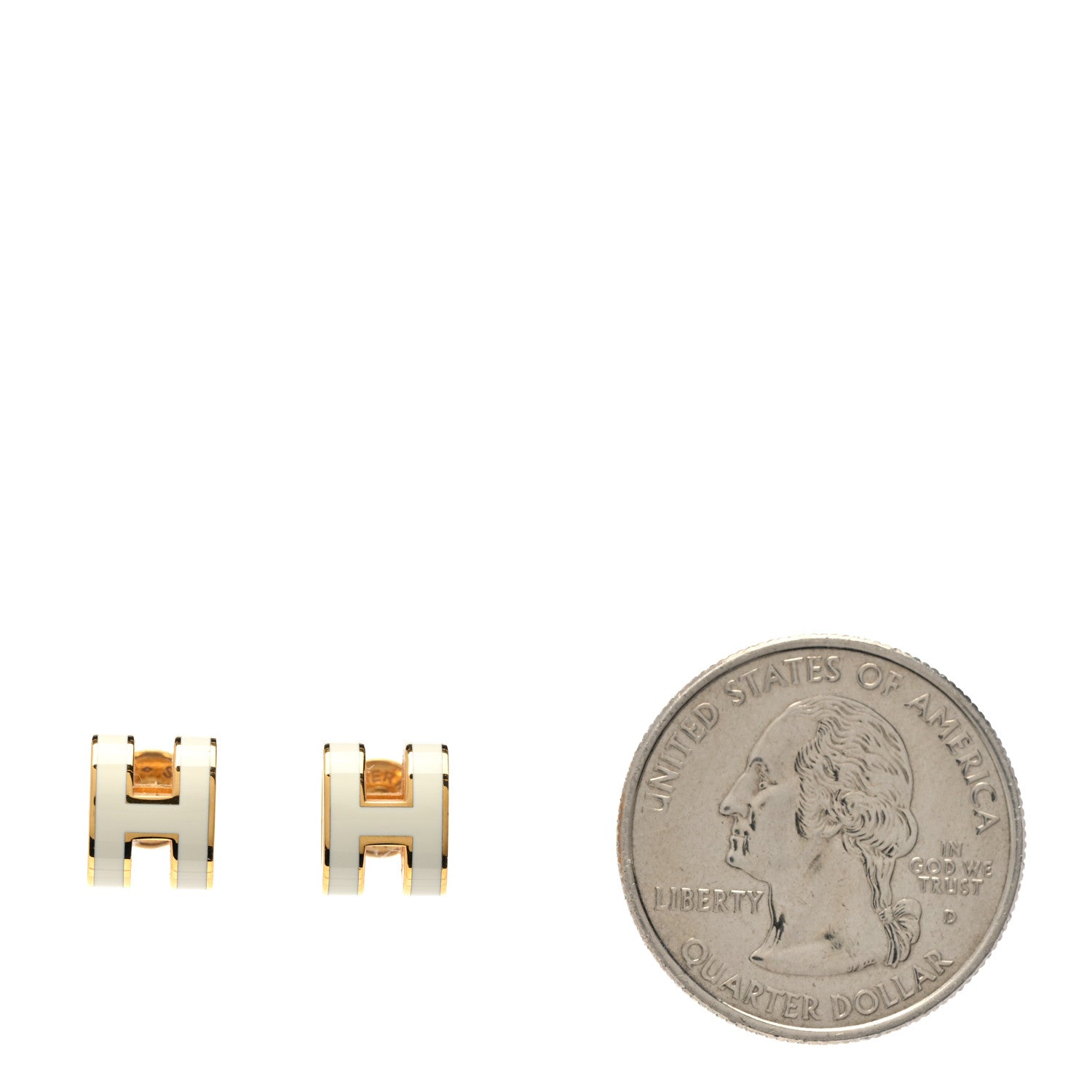 Hermes Gold Lacquered Mini Pop H Earrings White 2 of 5