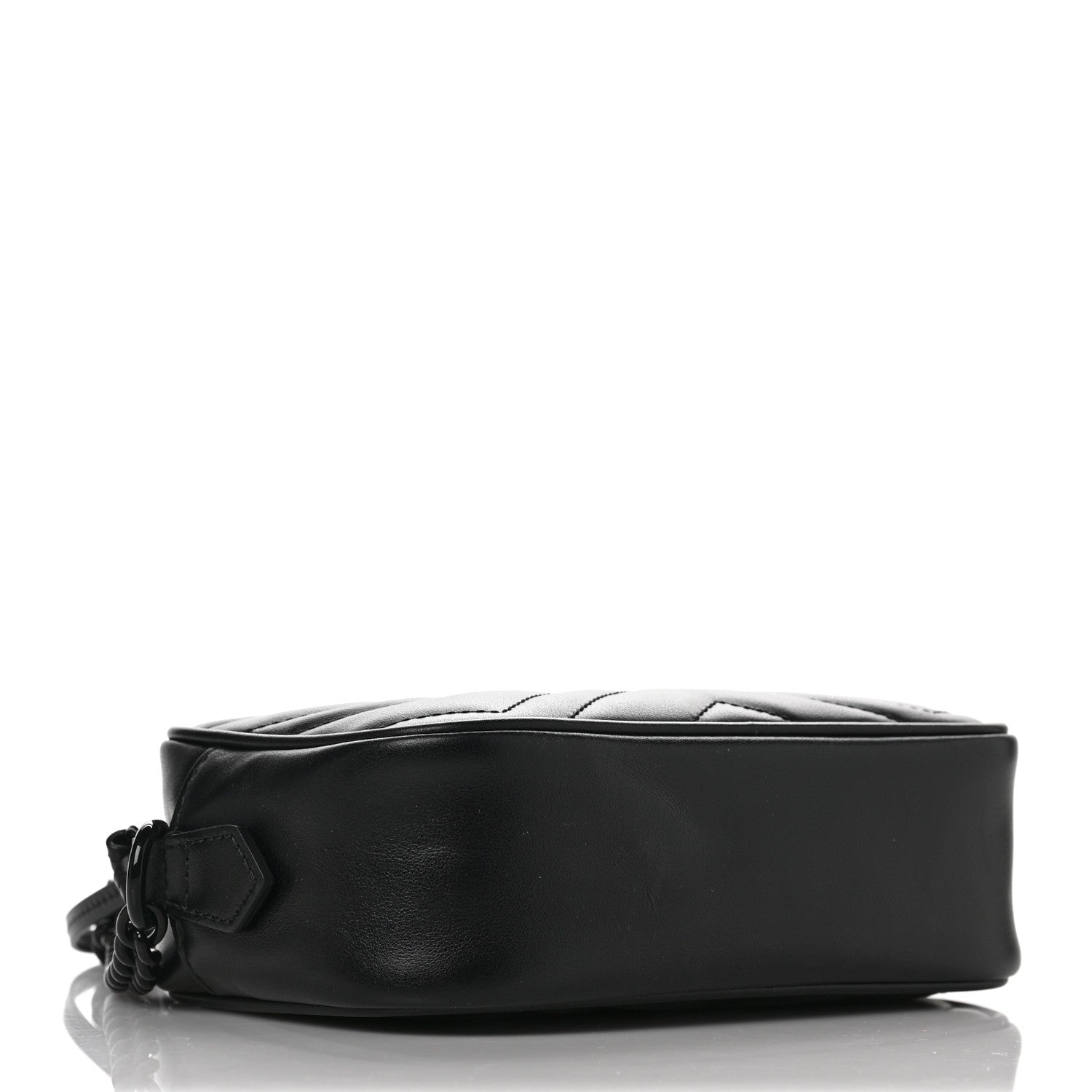 Gucci Calfskin Matelasse Monochrome Mini GG Marmont Chain Shoulder Bag Black 4 of 9