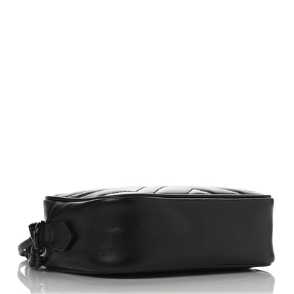 Gucci Calfskin Matelasse Monochrome Mini GG Marmont Chain Shoulder Bag Black 4 of 9