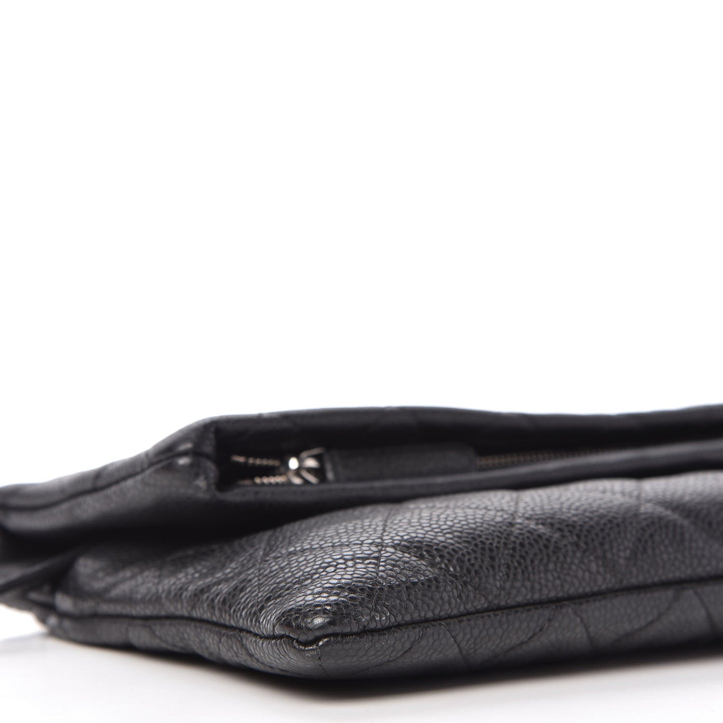 Caviar Quilted CC Beauty Clutch Black