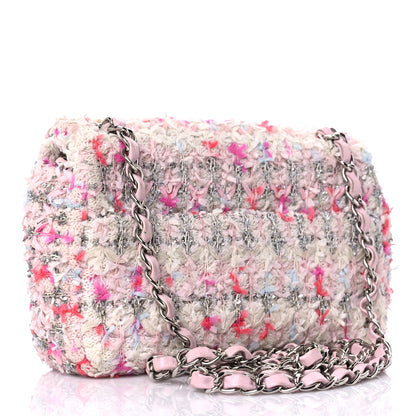 Chanel Tweed Quilted Mini Rectangular Flap Light Pink Silver Blue 3 of 12