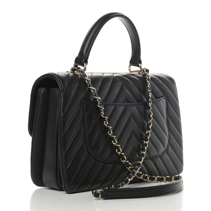 Chanel Lambskin Chevron Quilted Medium Trendy CC Dual Handle Flap Bag Black 3 of 14