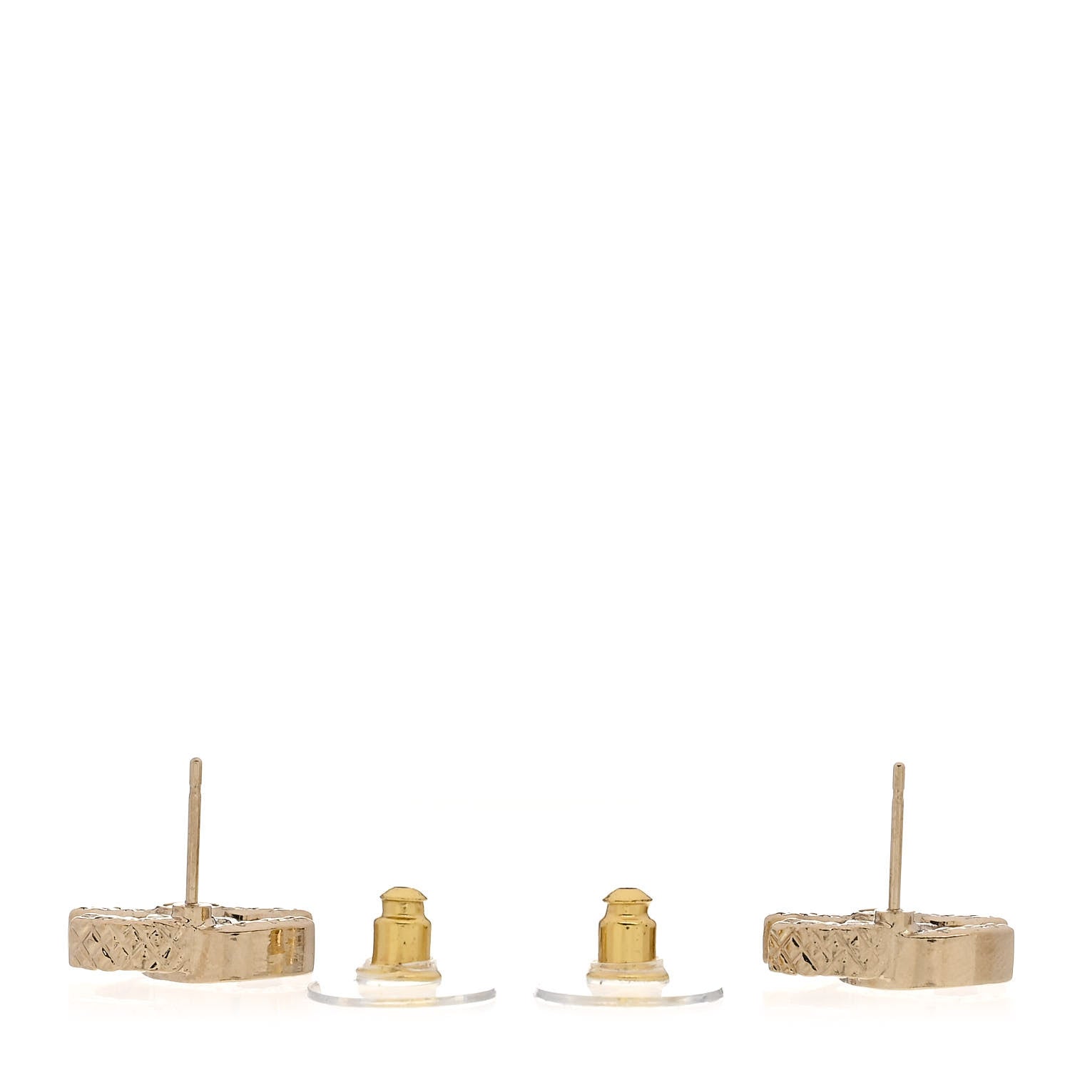 Chanel Metal Crystal Quilted CC Earrings Gold 3 of 5