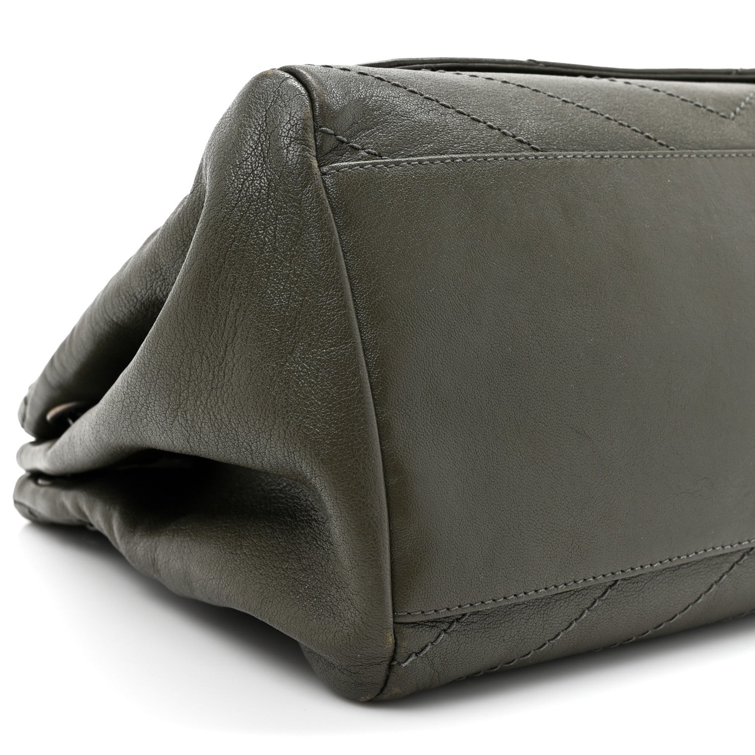 Saint Laurent Vintage Lambskin Chevron Monogram Medium Nolita Military Olive 10 of 13