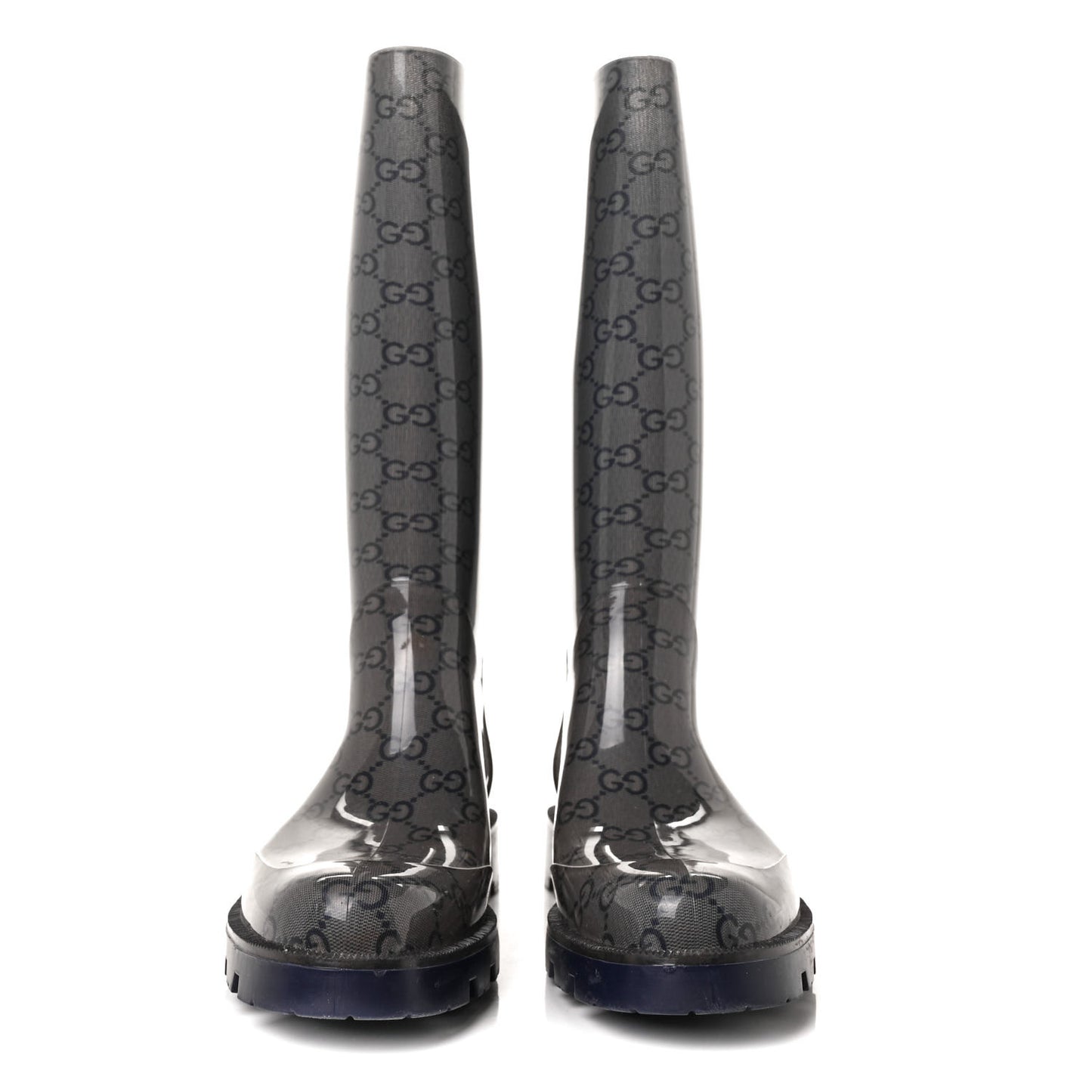 Rubber Monogram Rain Boots 37 Transparent Blue