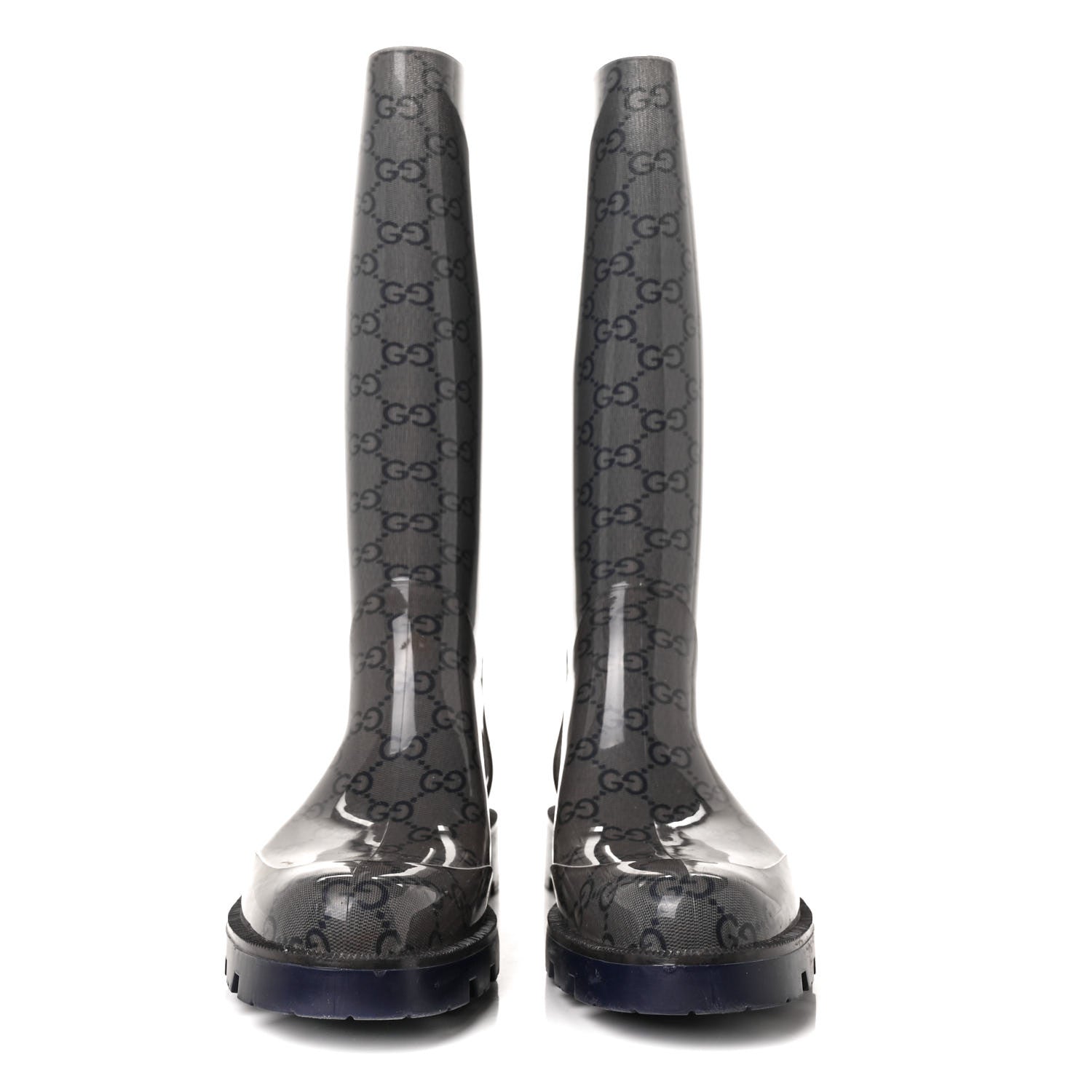 Gucci Rubber Monogram Rain Boots 37 Transparent Blue 3 of 14