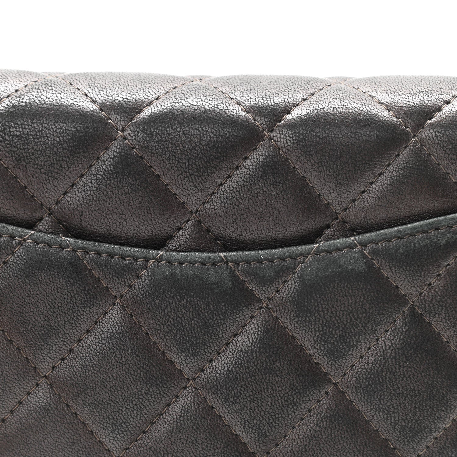 Chanel Metallic Lambskin Quilted Wallet On Chain WOC Dark Grey 11 of 12