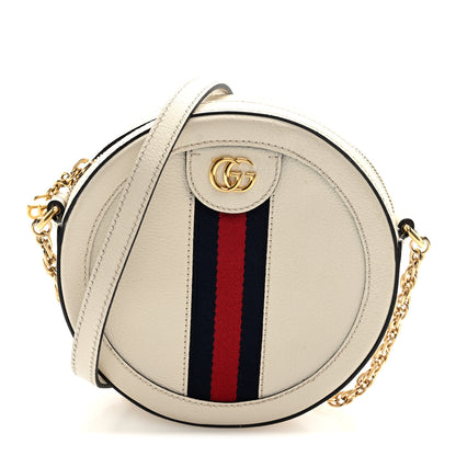 Gucci Textured Calfskin Web Mini Ophidia Round Shoulder Bag Mystic White 1 of 10