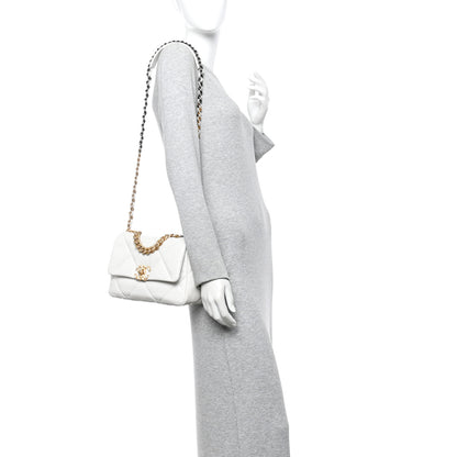 Chanel Goatskin Quilted Medium Chanel 19 Flap White 2 of 10