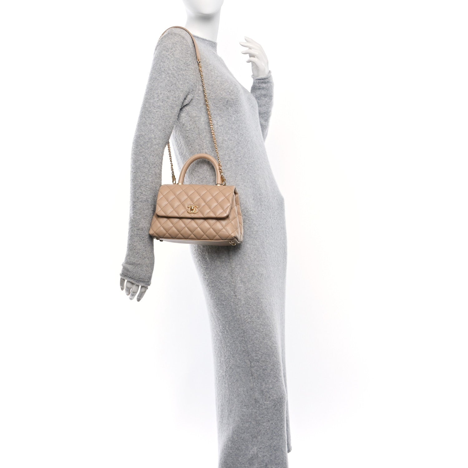 Chanel Caviar Quilted Mini Coco Handle Flap Beige 2 of 11