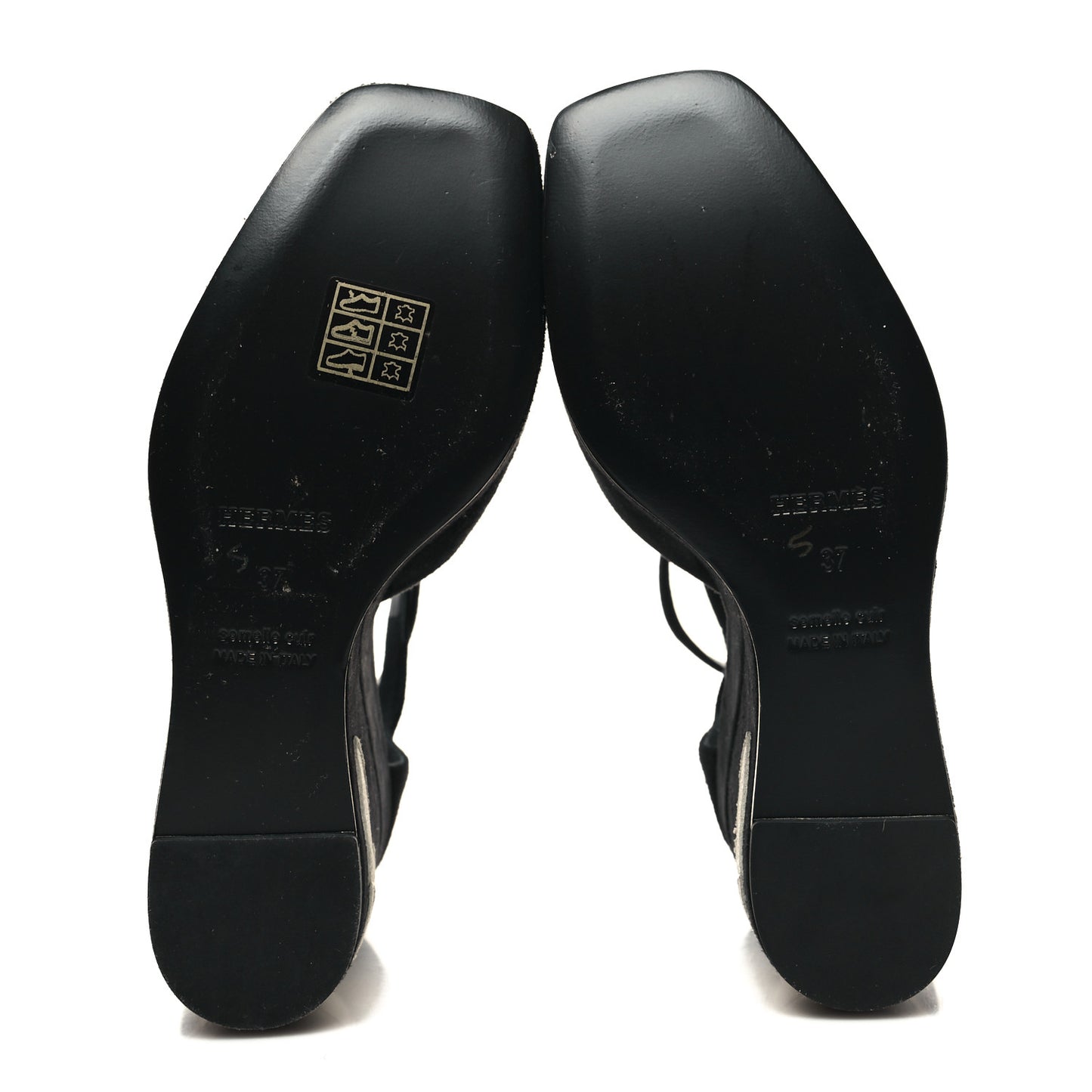 Suede Goatskin Tournis Wedge Sandals 37 Black
