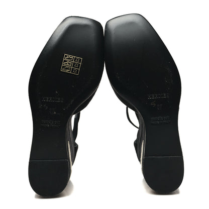Hermes Suede Goatskin Tournis Wedge Sandals 37 Black 5 of 8