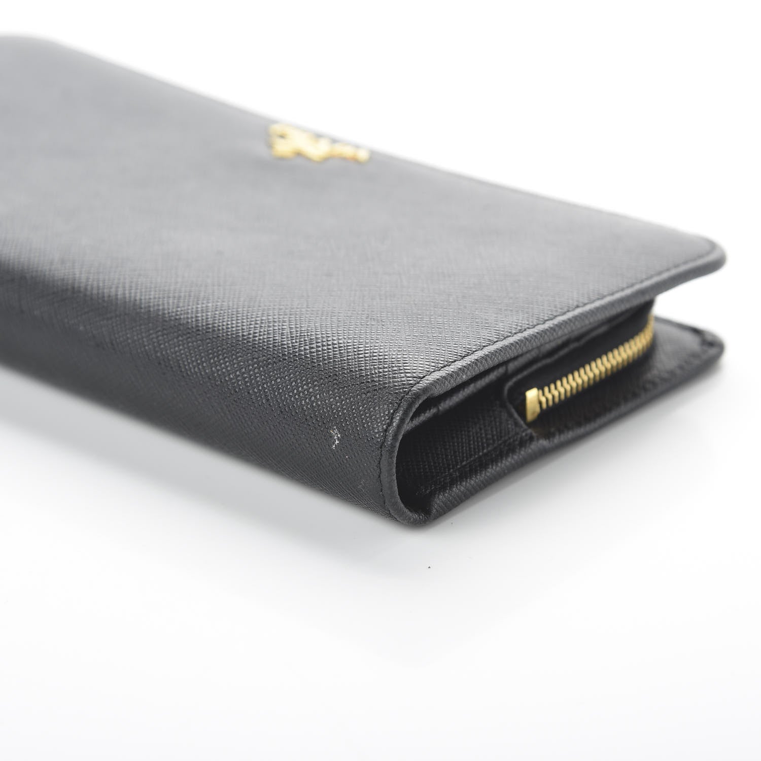 Prada Saffiano Metal Double Snap Travel Wallet Black 7 of 9