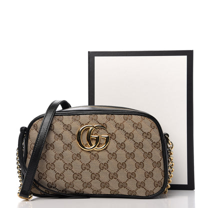 Gucci Monogram Matelasse Diagonal Small GG Marmont Chain Shoulder Bag Beige Black 10 of 10