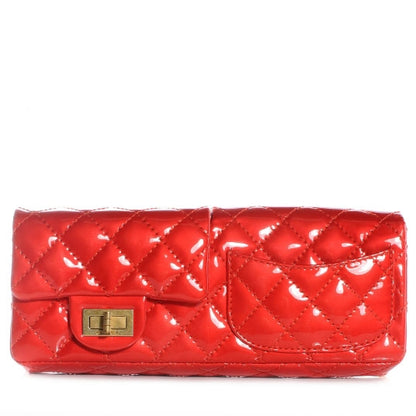 Chanel Patent Quilted Reissue Double Flap Clutch Red 1 of 9