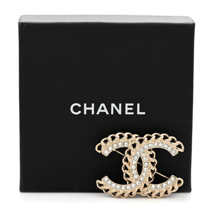 Chanel Crystal Chain CC Brooch Gold 5 of 5