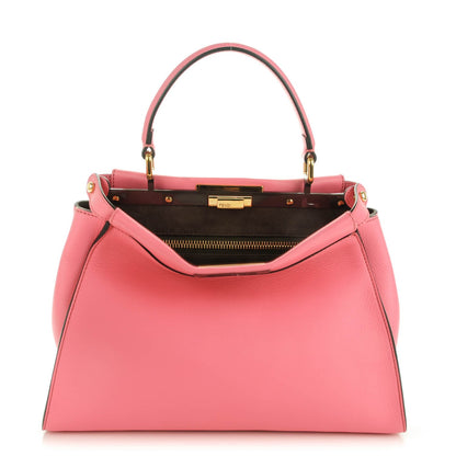 Fendi Vitello Seta Medium Peekaboo Iconic Satchel Pink 1 of 7
