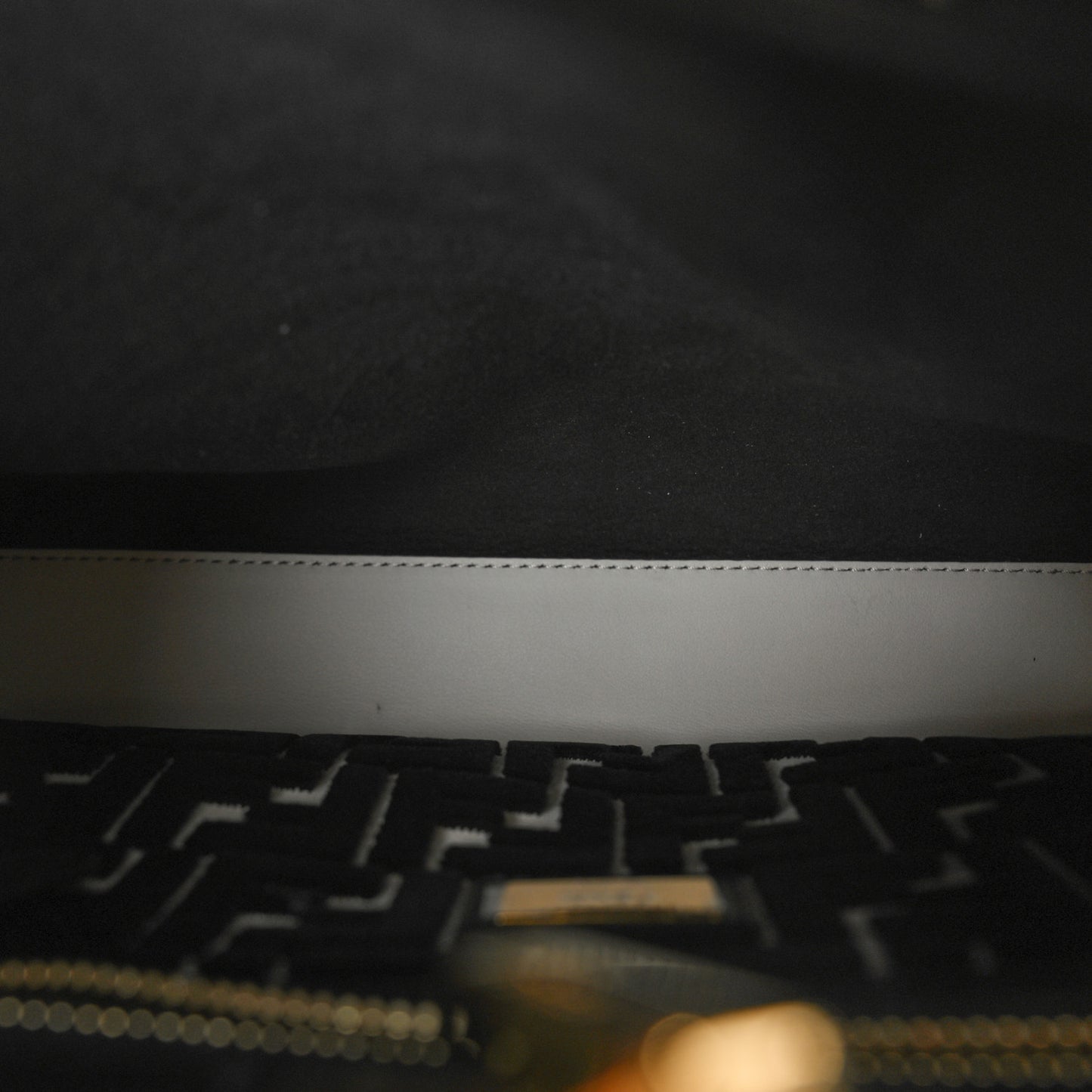 Vitello Century Velvet F is Fendi FF Medium Peekaboo Iconic Satchel Black White