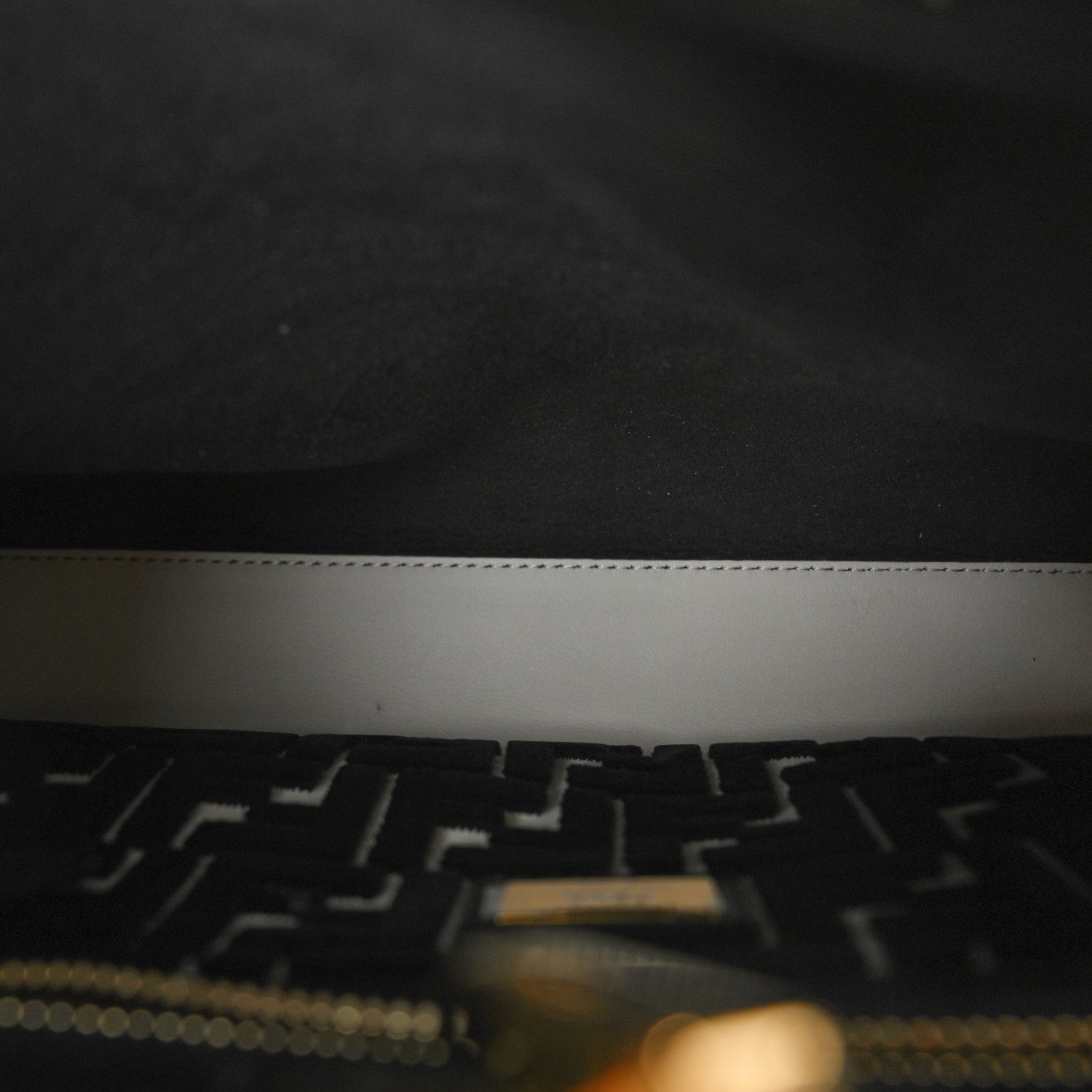 Fendi Vitello Century Velvet F is Fendi FF Medium Peekaboo Iconic Satchel Black White 5 of 12