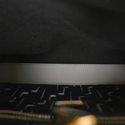 Fendi Vitello Century Velvet F is Fendi FF Medium Peekaboo Iconic Satchel Black White 5 of 12