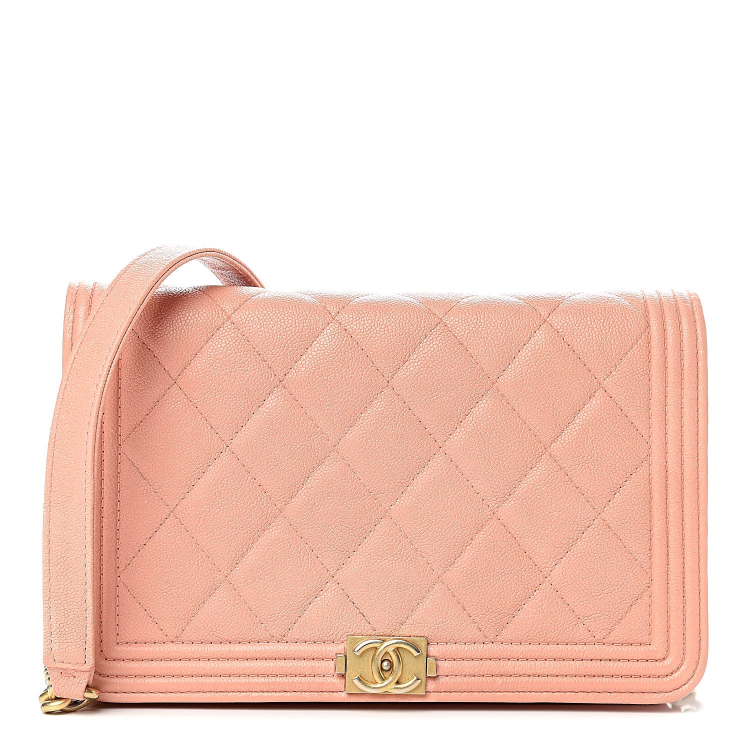 Chanel Caviar Quilted Boy Wallet On Chain WOC Light Pink 1 of 13