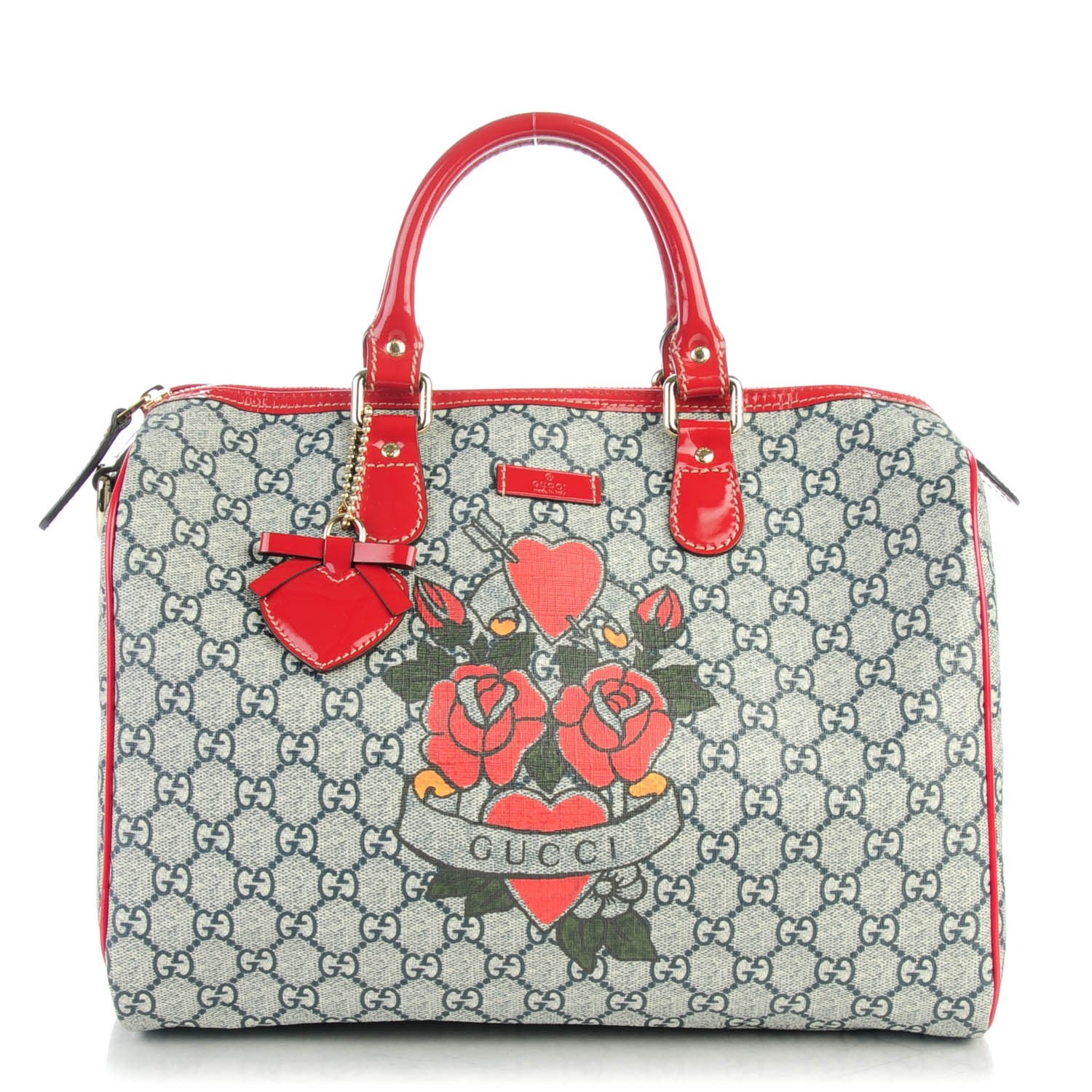 Gucci GG Plus Monogram Tattoo Heart Medium Joy Boston Red 1 of 7