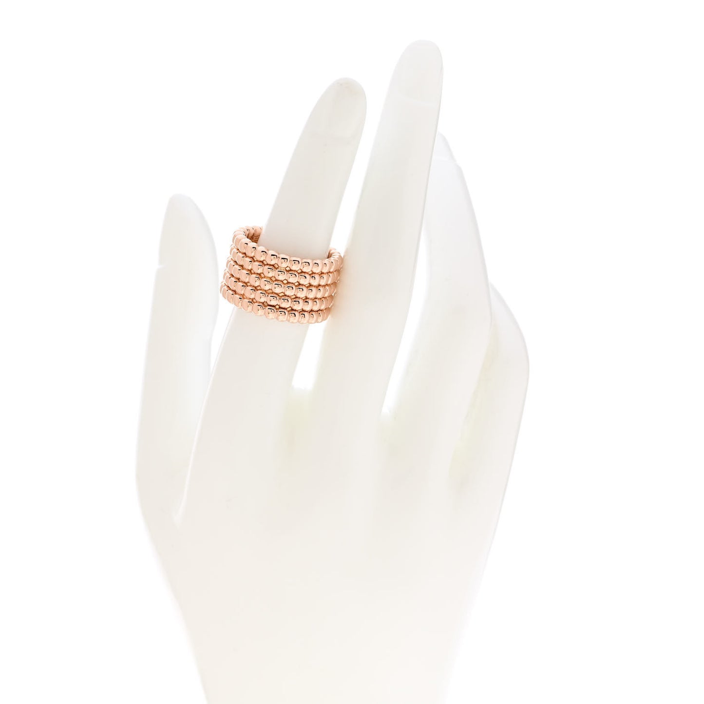 18K Rose Gold Perlee Pearls of Gold 5 Row Ring 53 6.5