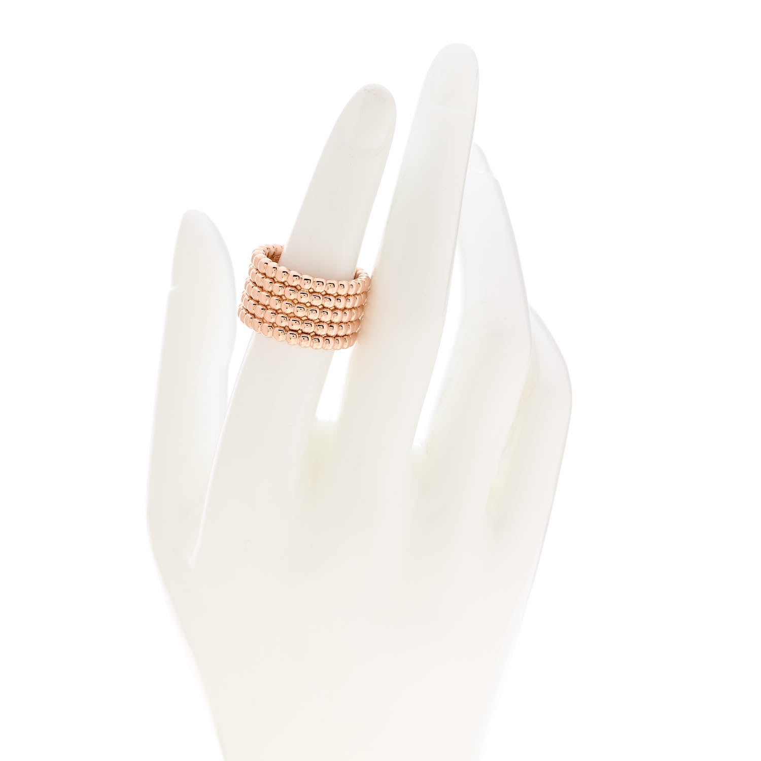 Van Cleef & Arpels 18K Rose Gold Perlee Pearls of Gold 5 Row Ring 53 6.5 2 of 6