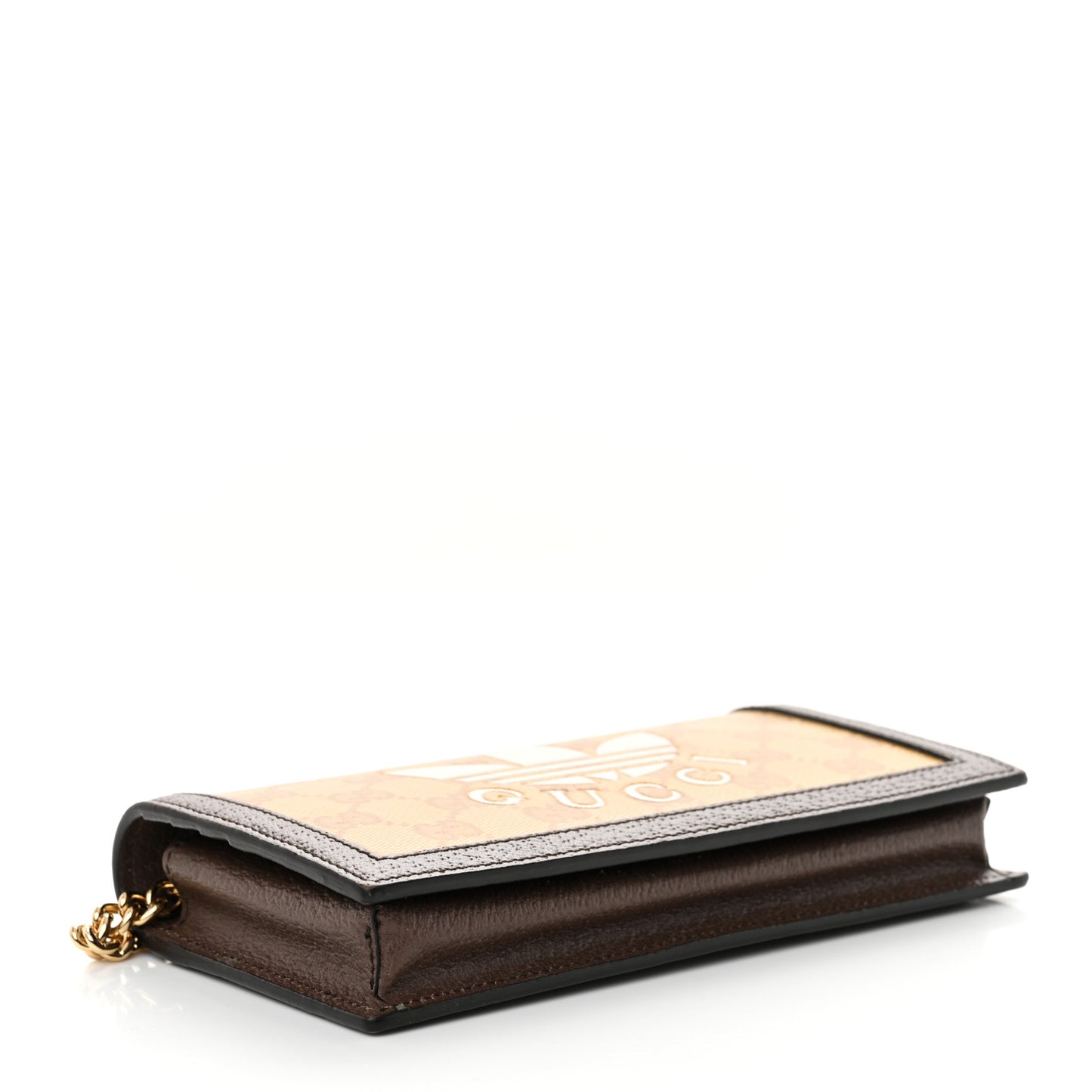 X ADIDAS Monogram Trefoil Embossed Wallet On Chain Brown