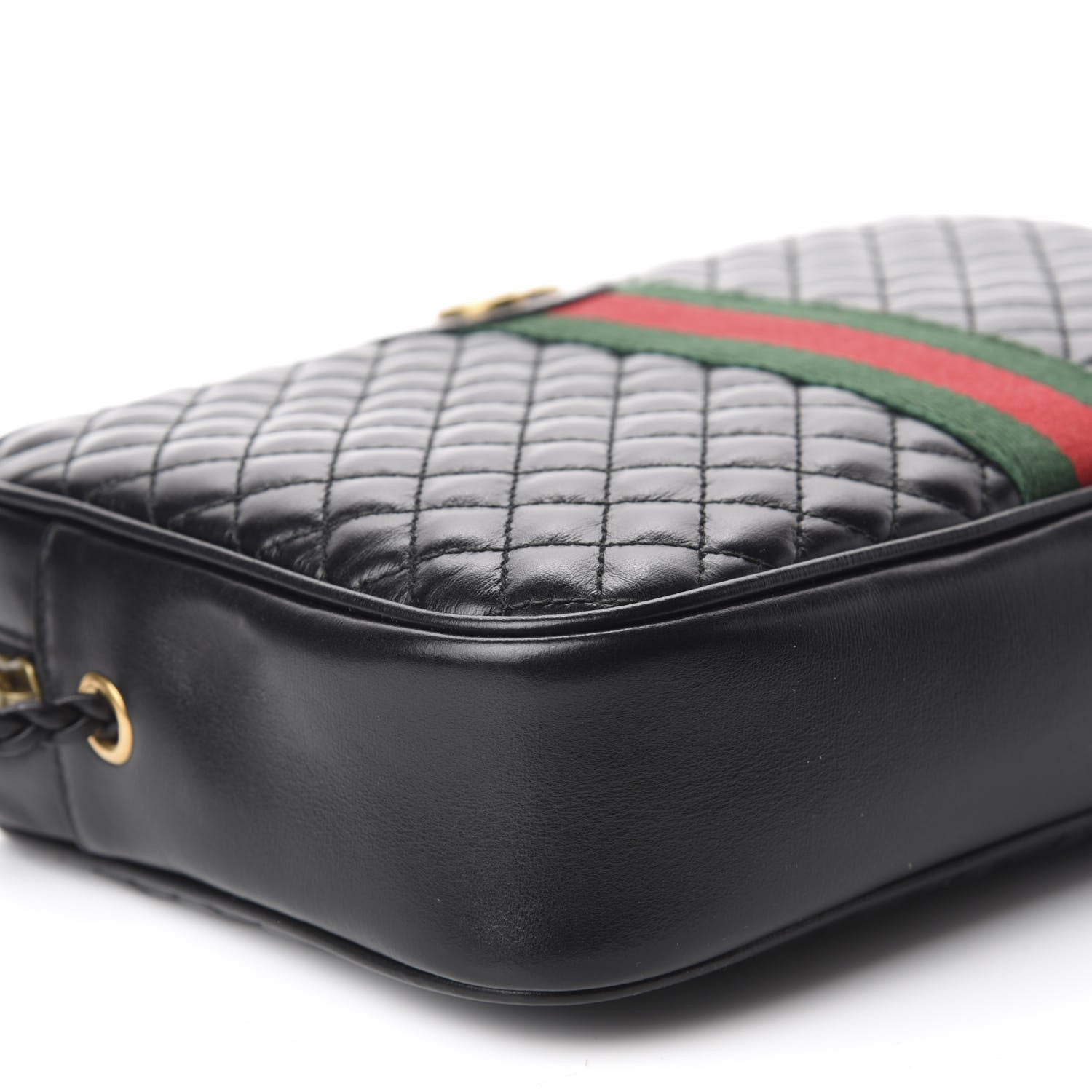 Gucci Calfskin Web Trapuntata Small GG Shoulder Bag Black 6 of 11