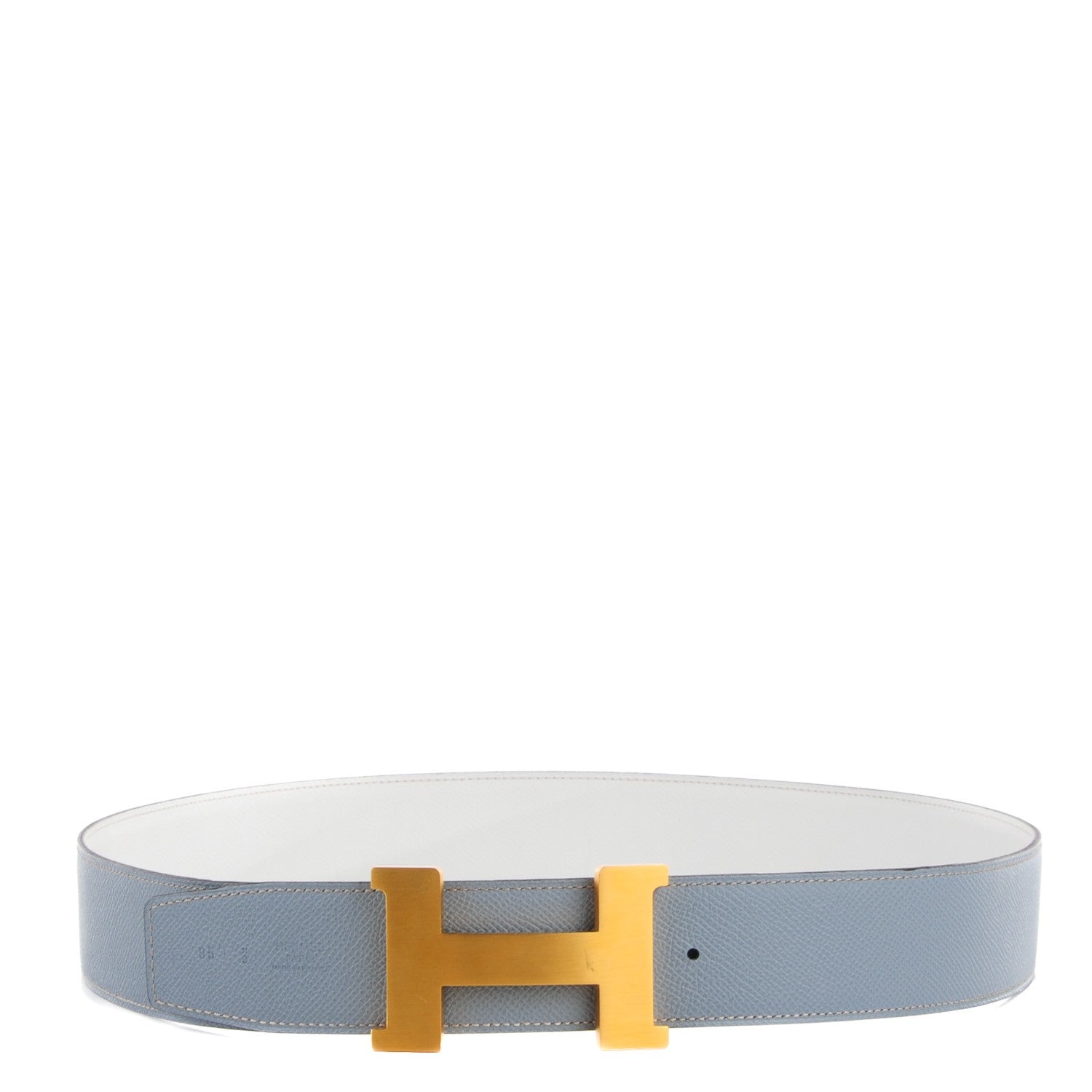 Hermes Epsom 42mm Constance 2 Mens Belt 95 White Bleu Lin 1 of 10
