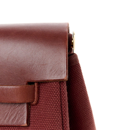 Hermes Toile Calfskin Herbag 39 GM Rouge H 17 of 20