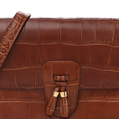 Celine Calfskin Crocodile Embossed Medium Tassel Bag Tan 9 of 13