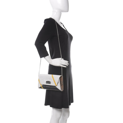 Christian Louboutin LOUBOUTIN Calfskin PVC Loubicouture Vero Dodat Clutch Black White Yellow 3 of 10