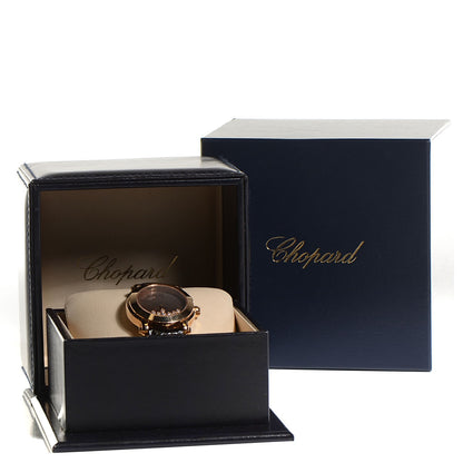 Chopard 18K Rose Gold Alligator 7 Diamond 36mm Happy Sport Quartz Watch Champagne 9 of 9