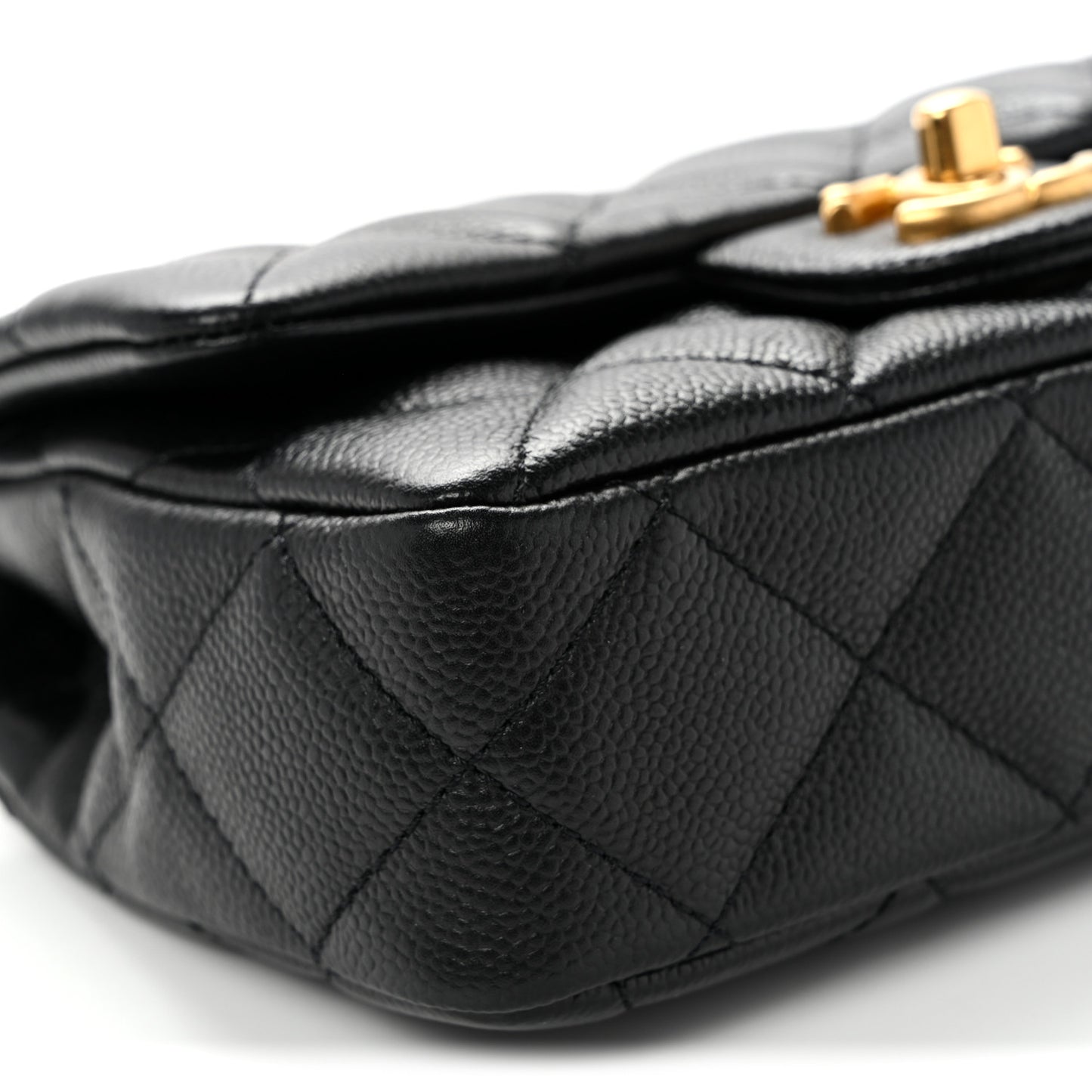 Caviar Quilted Mini Sweetheart Rectangular Flap Black