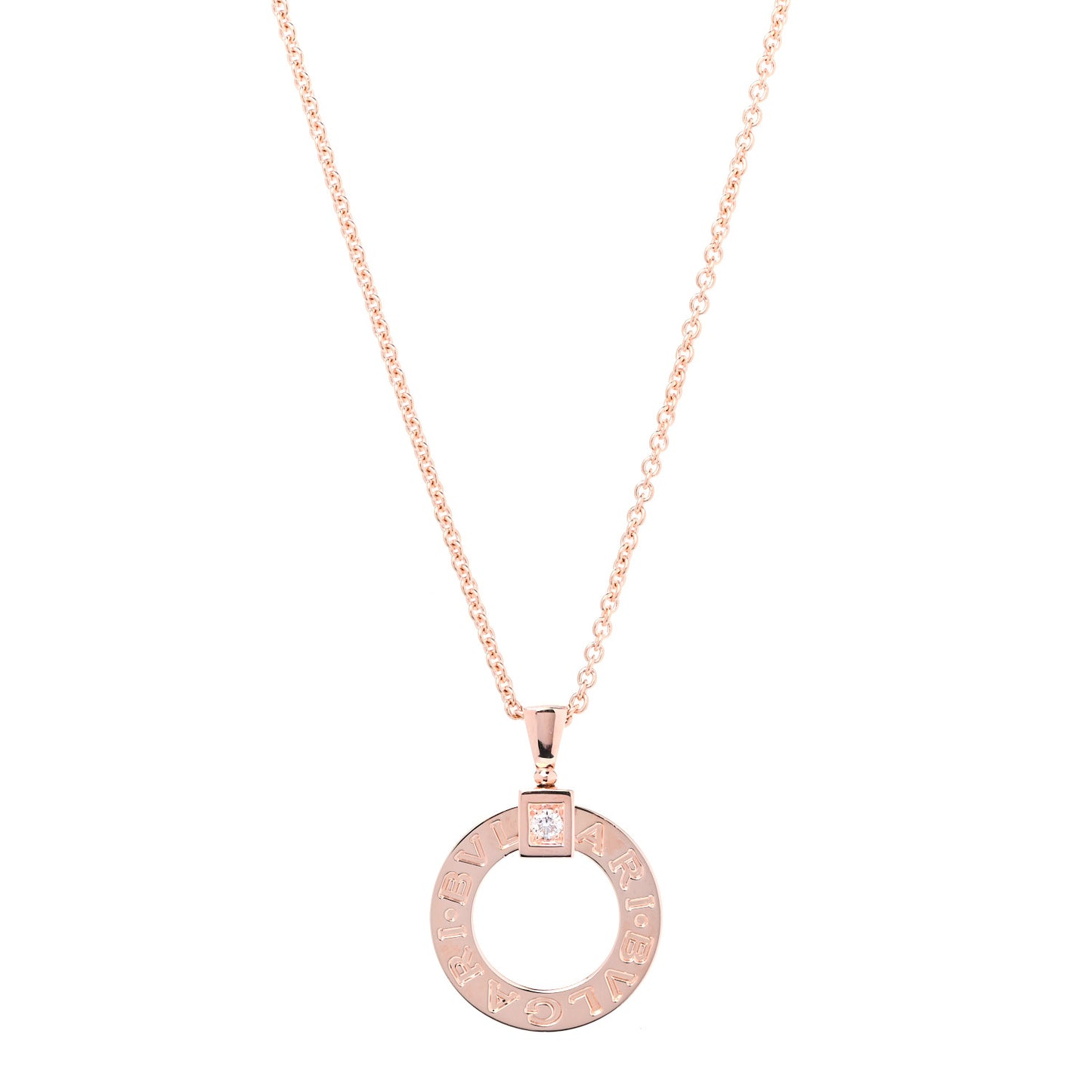 18K Rose Gold Diamond BVLGARI BVLGARI Pendant Necklace
