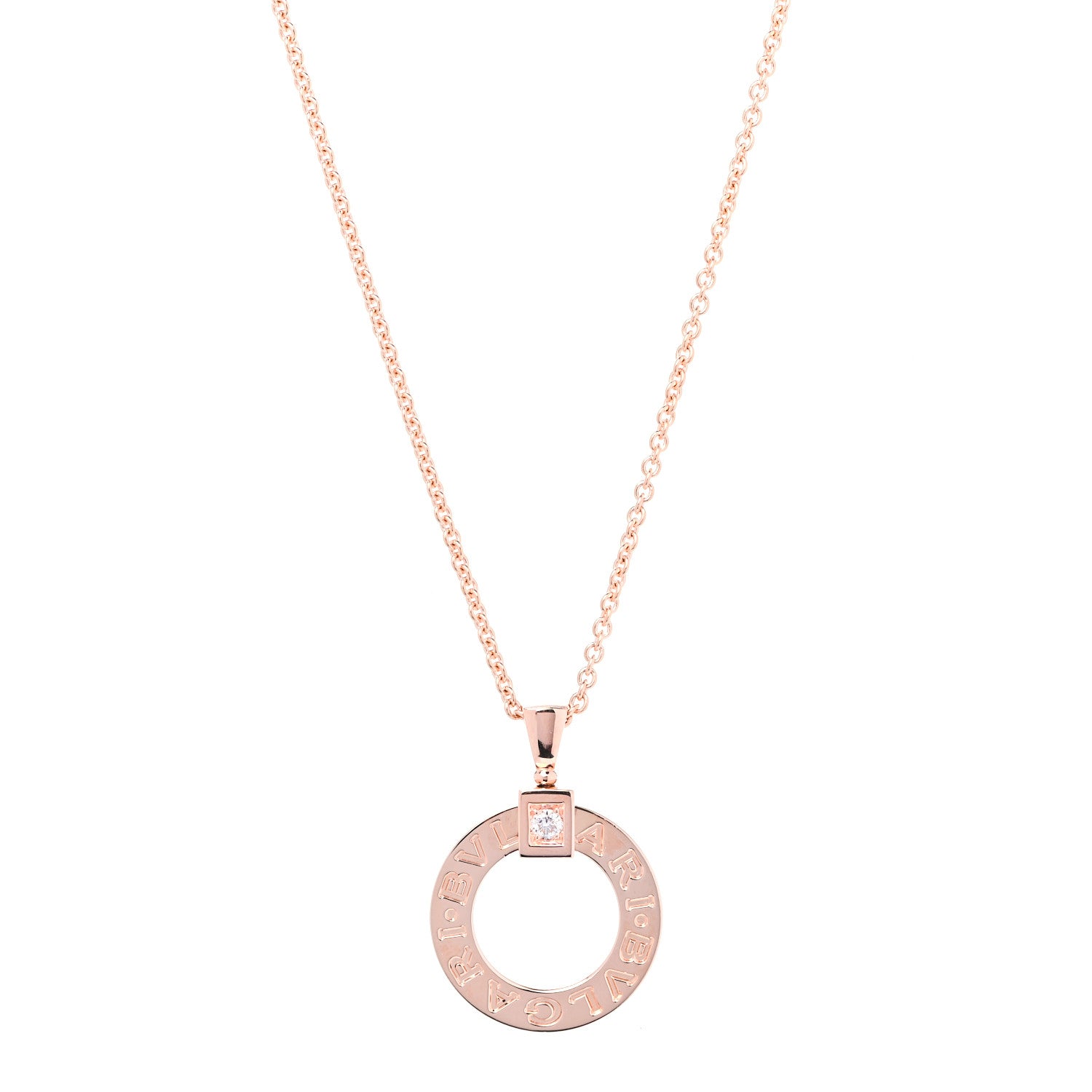 Bulgari 18K Rose Gold Diamond BVLGARI BVLGARI Pendant Necklace 1 of 4