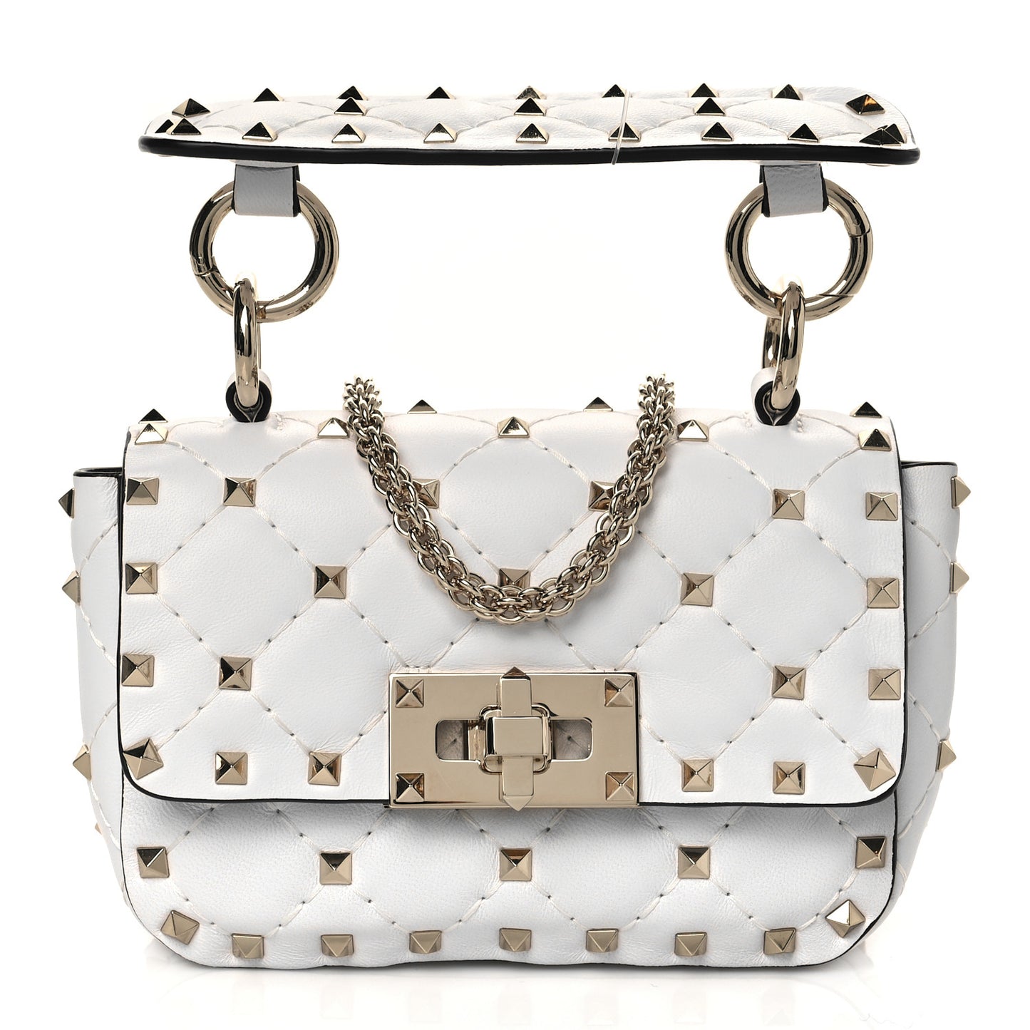 Nappa Micro Rockstud Spike Shoulder Bag Ivory