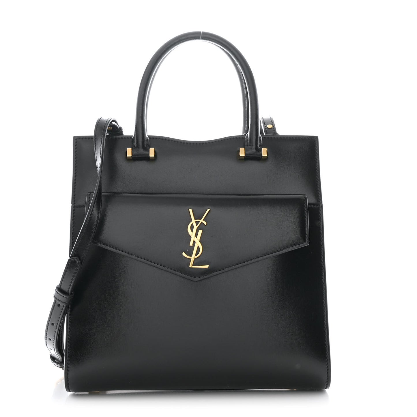 Shiny Calfskin Small Uptown Tote Black