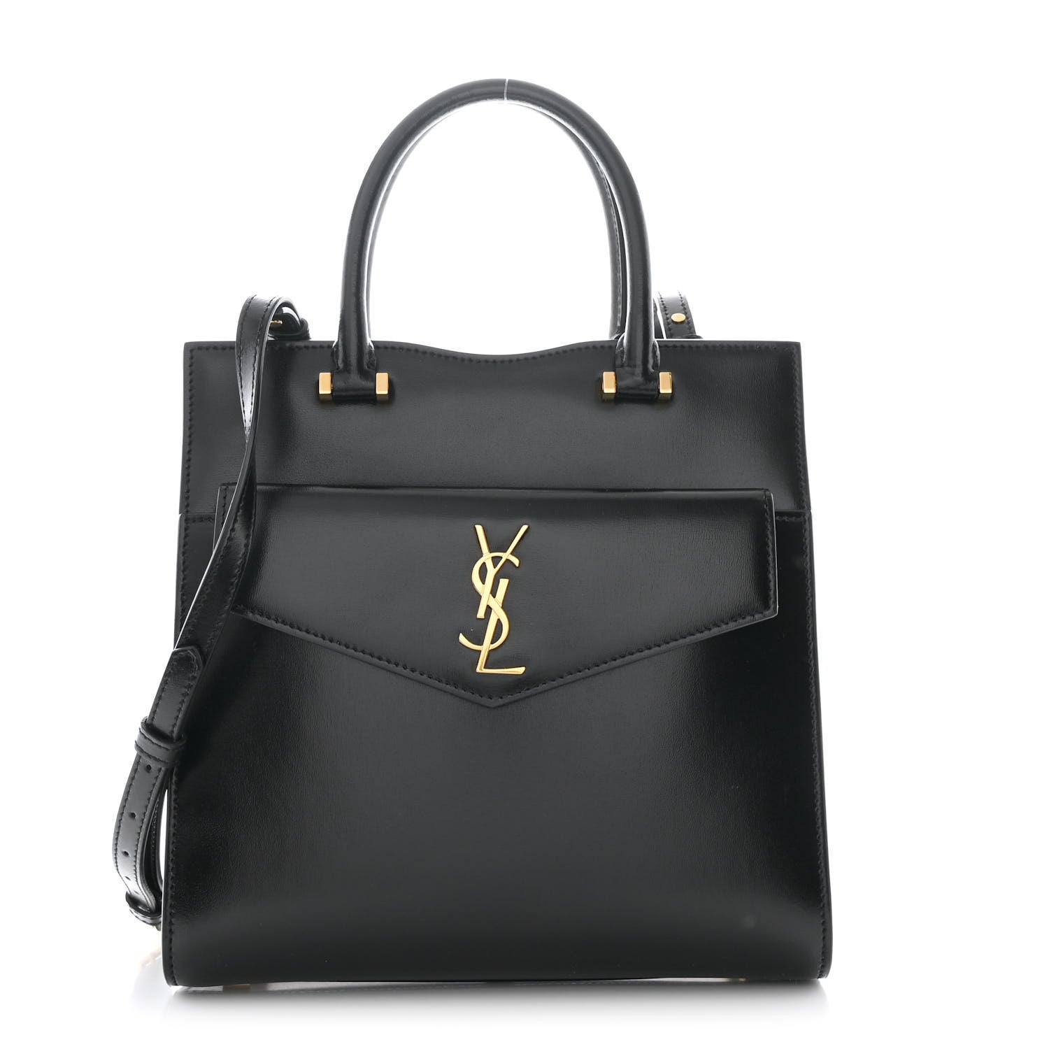 Saint Laurent Shiny Calfskin Small Uptown Tote Black 1 of 10