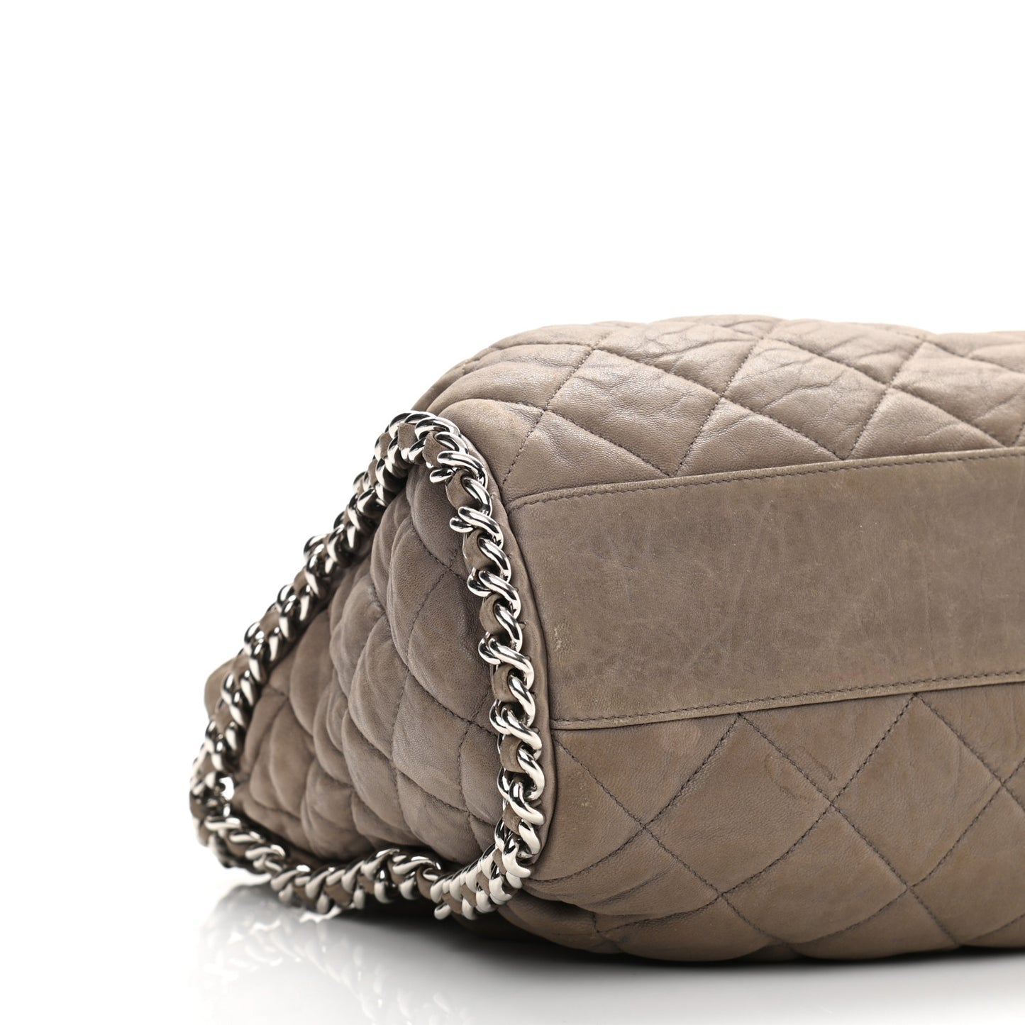 Washed Lambskin Chain Around Hobo Taupe
